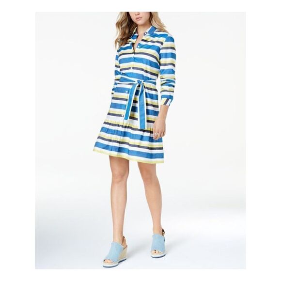 TOMMY HILFIGER long sleeve Striped Shirt Dress - Picture 1 of 13